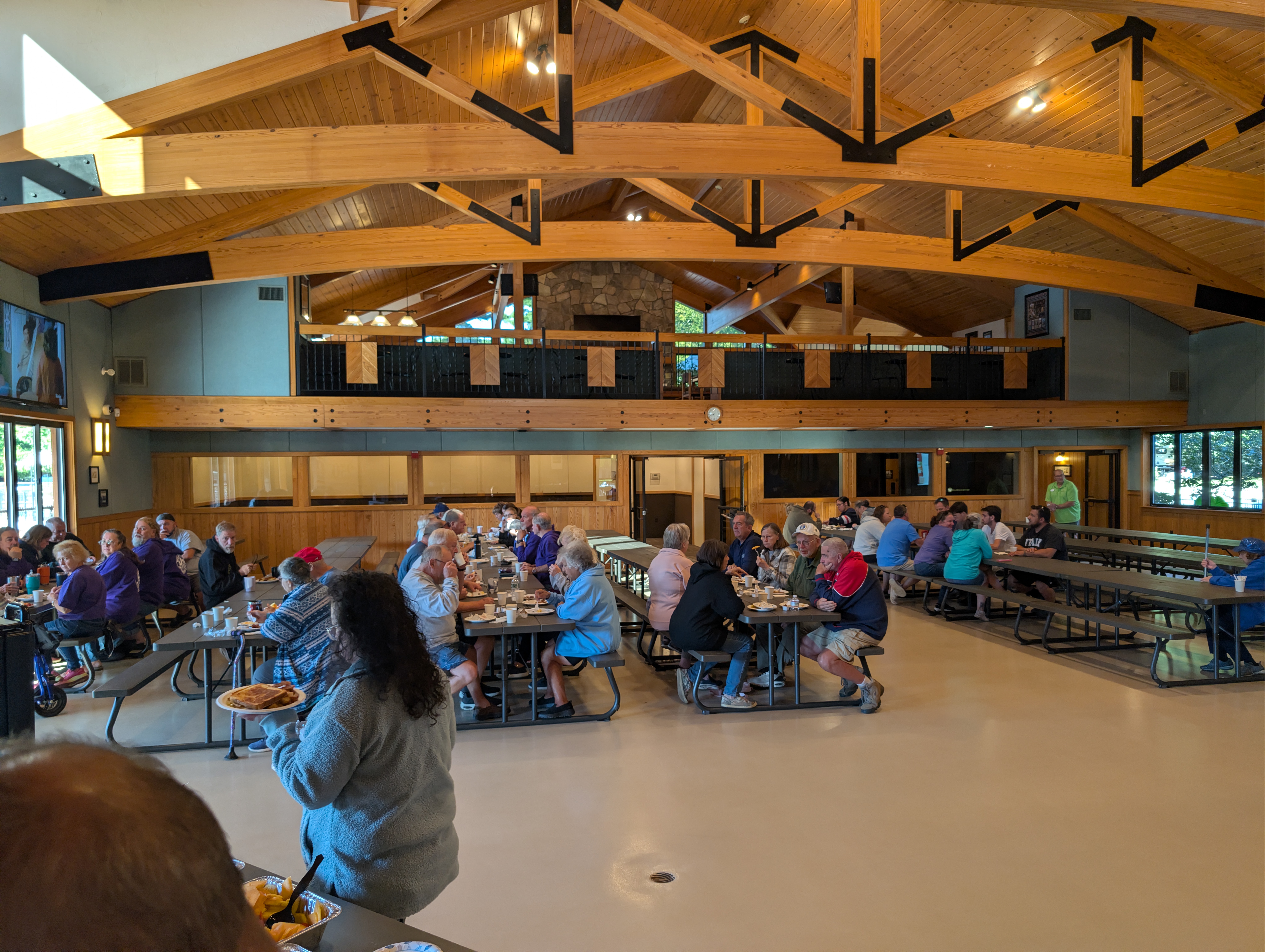 Family Fall Fest attendees gathering for breakfast at Normandy Farms